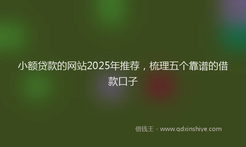 小额贷款的网站2025年推荐，梳理五个靠谱的借款口子