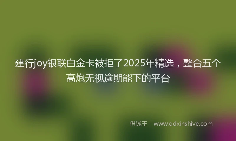 建行joy银联白金卡被拒了2025年精选，整合五个高炮无视逾期能下的平台