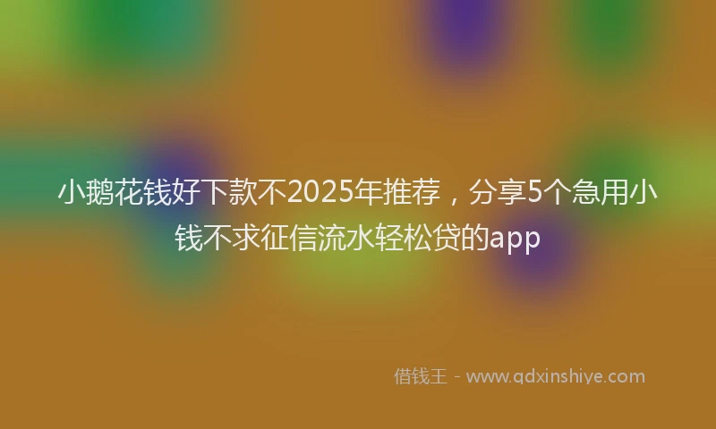 小鹅花钱好下款不2025年推荐，分享5个急用小钱不求征信流水轻松贷的app