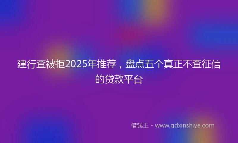 建行查被拒2025年推荐，盘点五个真正不查征信的贷款平台