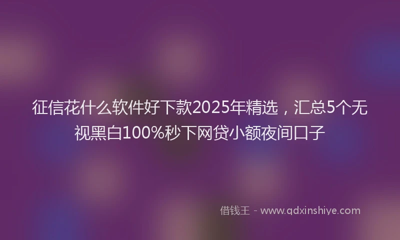 征信花什么软件好下款2025年精选，汇总5个无视黑白100%秒下网贷小额夜间口子