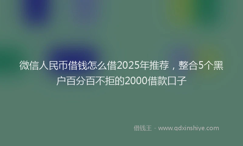 微信人民币借钱怎么借2025年推荐，整合5个黑户百分百不拒的2000借款口子
