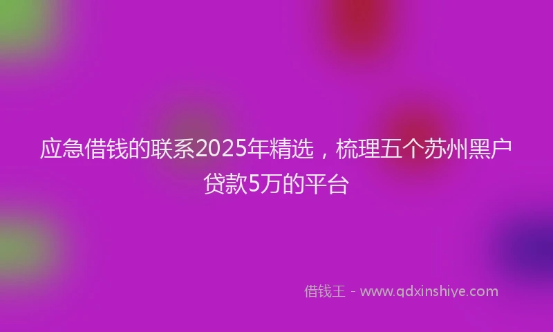 应急借钱的联系2025年精选，梳理五个苏州黑户贷款5万的平台