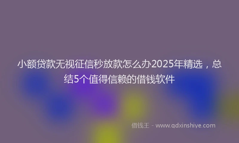 小额贷款无视征信秒放款怎么办2025年精选，总结5个值得信赖的借钱软件