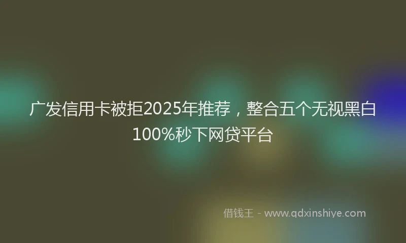 广发信用卡被拒2025年推荐，整合五个无视黑白100%秒下网贷平台