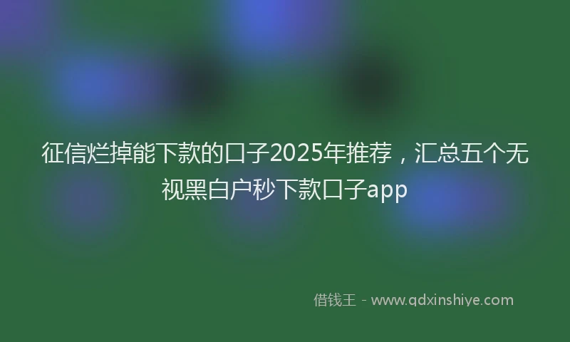 征信烂掉能下款的口子2025年推荐，汇总五个无视黑白户秒下款口子app