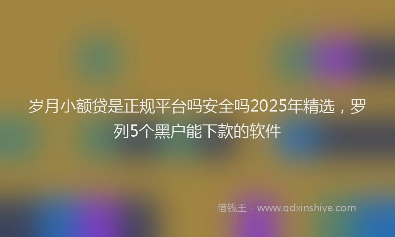 岁月小额贷是正规平台吗安全吗2025年精选，罗列5个黑户能下款的软件