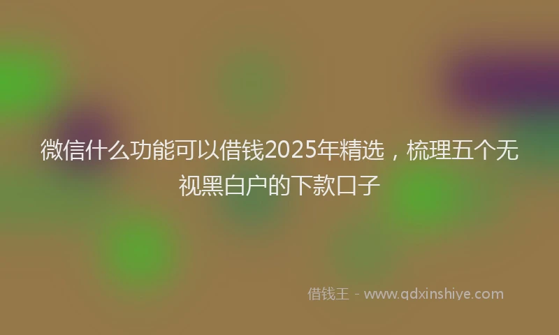 微信什么功能可以借钱2025年精选，梳理五个无视黑白户的下款口子