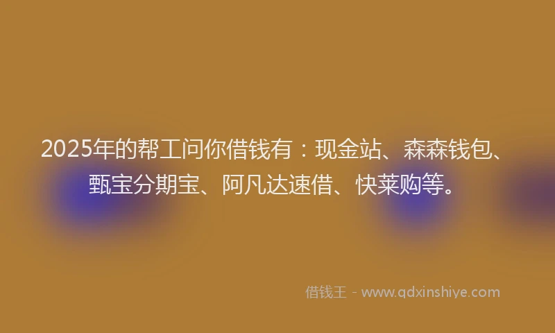 2025年的帮工问你借钱有：现金站、森森钱包、甄宝分期宝、阿凡达速借、快莱购等。