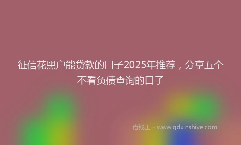 征信花黑户能贷款的口子2025年推荐，分享五个不看负债查询的口子