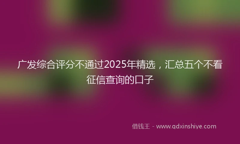 广发综合评分不通过2025年精选，汇总五个不看征信查询的口子