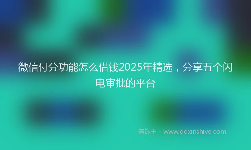 微信付分功能怎么借钱2025年精选，分享五个闪电审批的平台