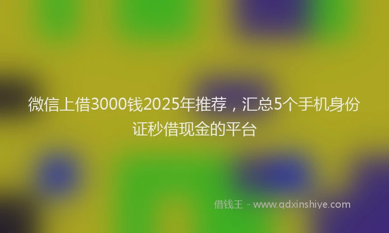 微信上借3000钱2025年推荐，汇总5个手机身份证秒借现金的平台