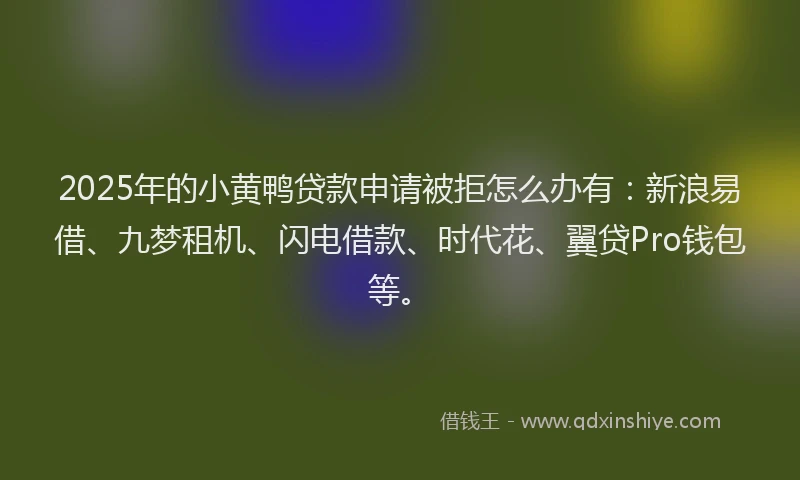 2025年的小黄鸭贷款申请被拒怎么办有：新浪易借、九梦租机、闪电借款、时代花、翼贷Pro钱包等。