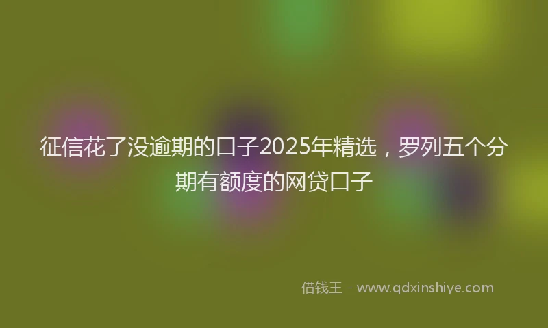 征信花了没逾期的口子2025年精选，罗列五个分期有额度的网贷口子