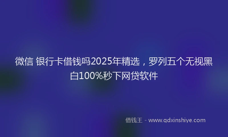 微信 银行卡借钱吗2025年精选，罗列五个无视黑白100%秒下网贷软件