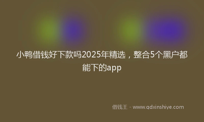 小鸭借钱好下款吗2025年精选，整合5个黑户都能下的app