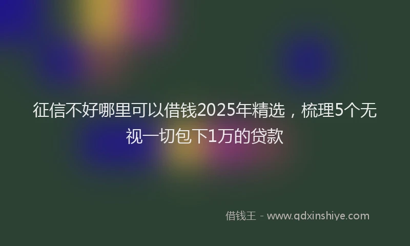 征信不好哪里可以借钱2025年精选，梳理5个无视一切包下1万的贷款
