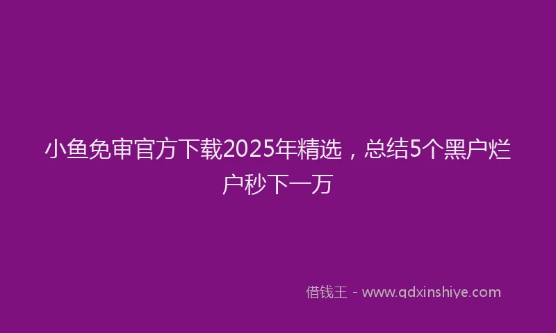小鱼免审官方下载2025年精选，总结5个黑户烂户秒下一万