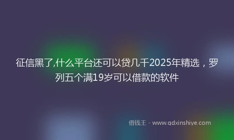征信黑了,什么平台还可以贷几千2025年精选，罗列五个满19岁可以借款的软件