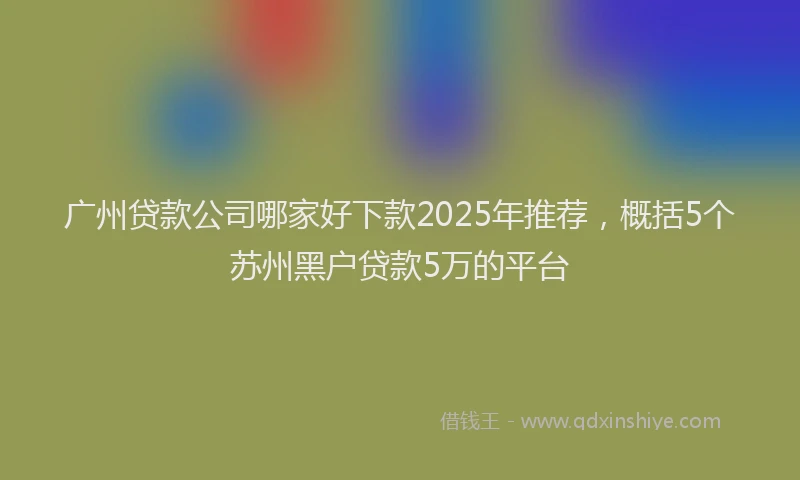 广州贷款公司哪家好下款2025年推荐，概括5个苏州黑户贷款5万的平台