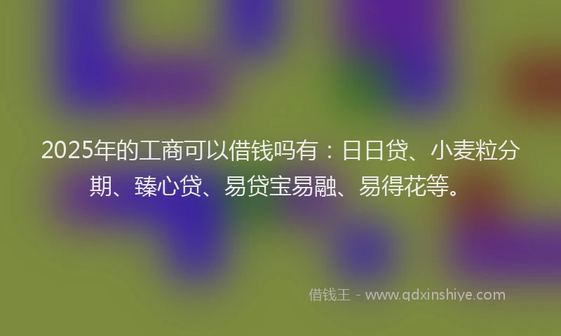 2025年的工商可以借钱吗有：日日贷、小麦粒分期、臻心贷、易贷宝易融、易得花等。