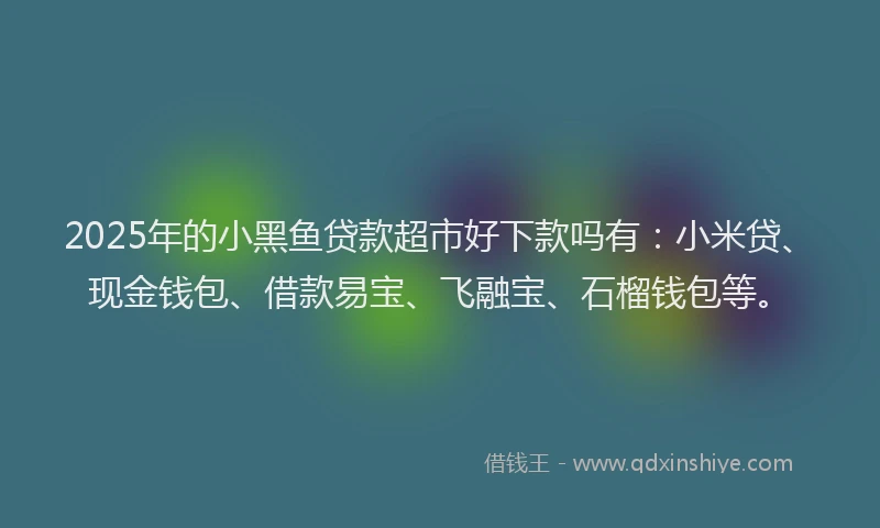 2025年的小黑鱼贷款超市好下款吗有：小米贷、现金钱包、借款易宝、飞融宝、石榴钱包等。