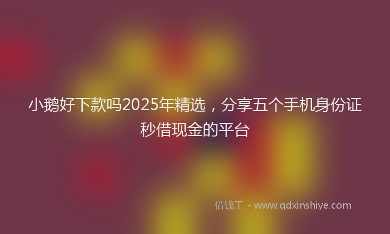 小鹅好下款吗2025年精选，分享五个手机身份证秒借现金的平台