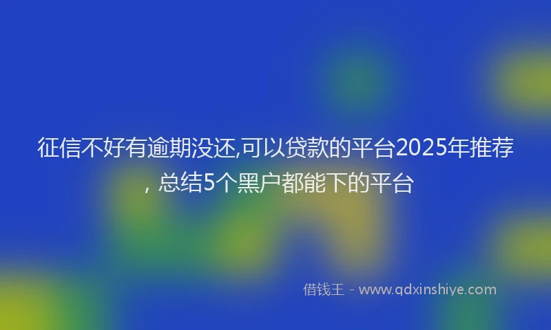 征信不好有逾期没还,可以贷款的平台2025年推荐，总结5个黑户都能下的平台