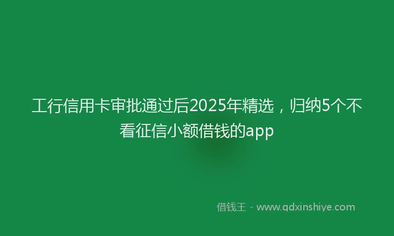 工行信用卡审批通过后2025年精选，归纳5个不看征信小额借钱的app
