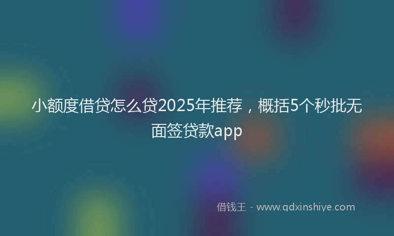 小额度借贷怎么贷2025年推荐，概括5个秒批无面签贷款app