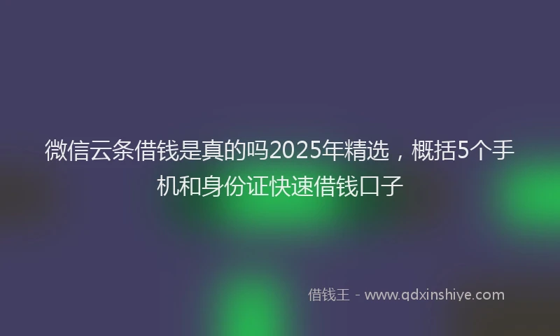 微信云条借钱是真的吗2025年精选，概括5个手机和身份证快速借钱口子