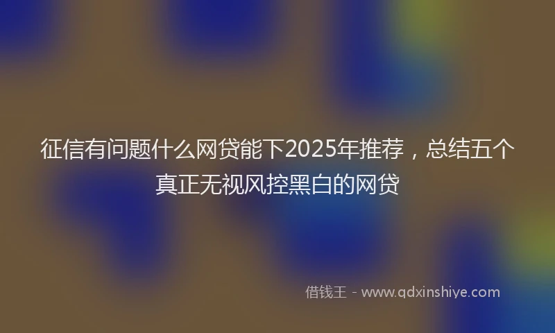 征信有问题什么网贷能下2025年推荐，总结五个真正无视风控黑白的网贷