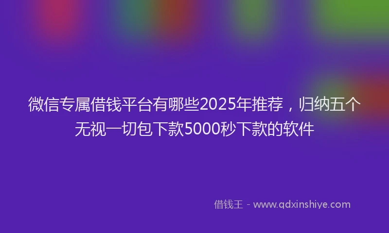 微信专属借钱平台有哪些2025年推荐，归纳五个无视一切包下款5000秒下款的软件