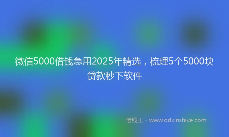 微信5000借钱急用2025年精选，梳理5个5000块贷款秒下软件