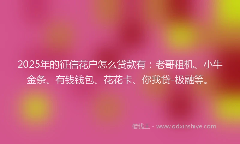2025年的征信花户怎么贷款有：老哥租机、小牛金条、有钱钱包、花花卡、你我贷-极融等。