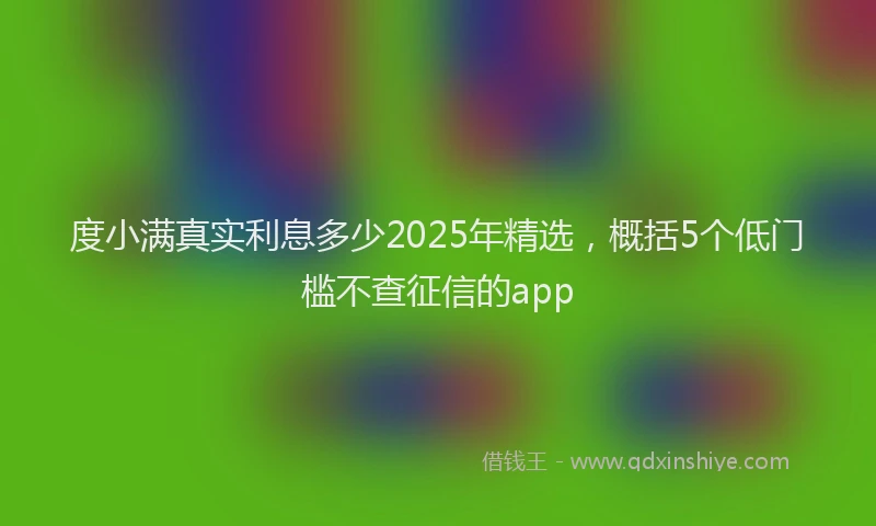 度小满真实利息多少2025年精选，概括5个低门槛不查征信的app