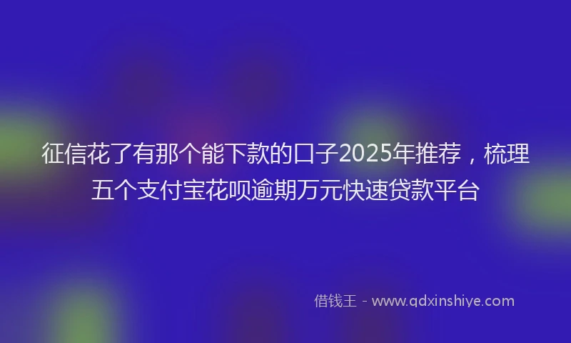 征信花了有那个能下款的口子2025年推荐，梳理五个支付宝花呗逾期万元快速贷款平台