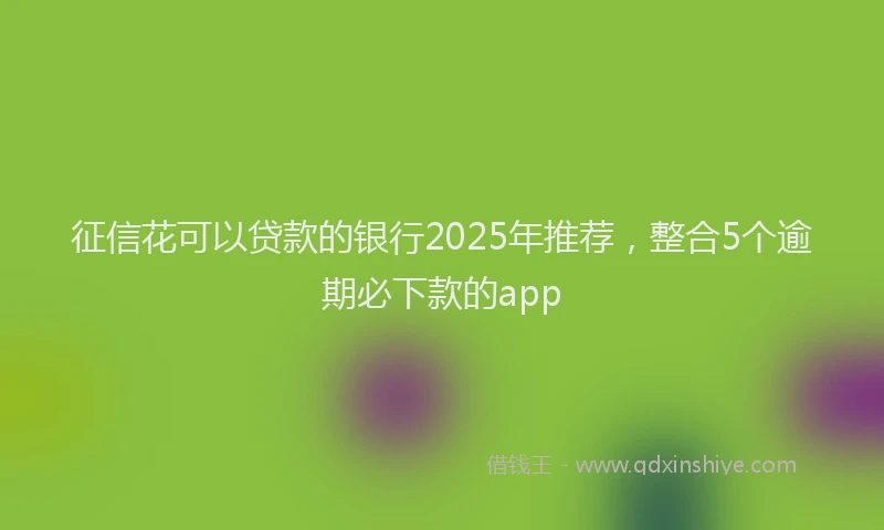 征信花可以贷款的银行2025年推荐，整合5个逾期必下款的app