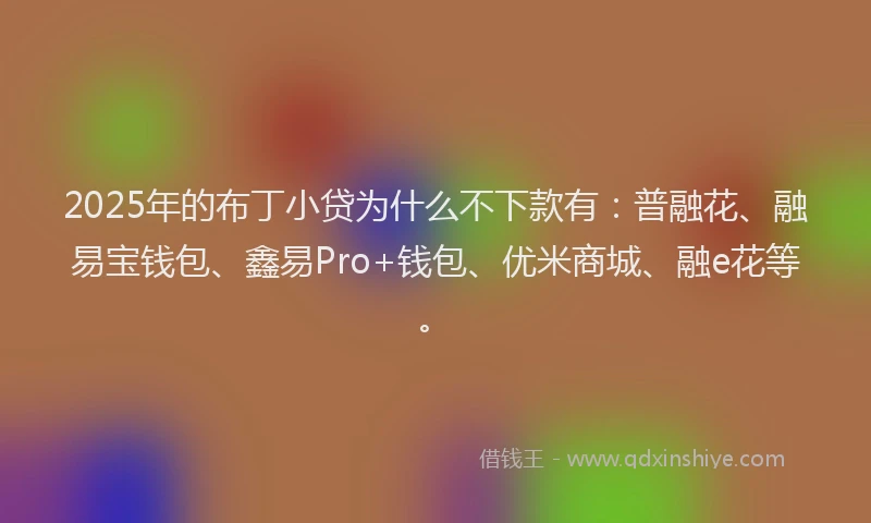2025年的布丁小贷为什么不下款有：普融花、融易宝钱包、鑫易Pro+钱包、优米商城、融e花等。
