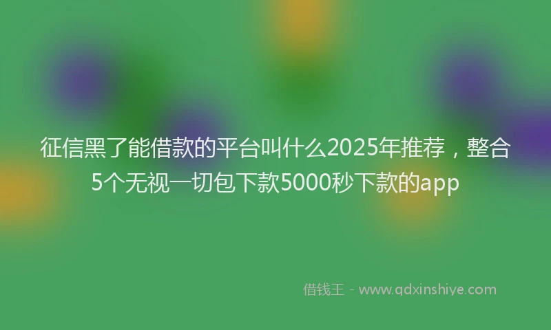 征信黑了能借款的平台叫什么2025年推荐，整合5个无视一切包下款5000秒下款的app