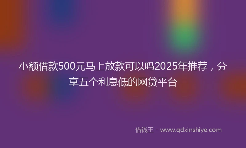 小额借款500元马上放款可以吗2025年推荐，分享五个利息低的网贷平台