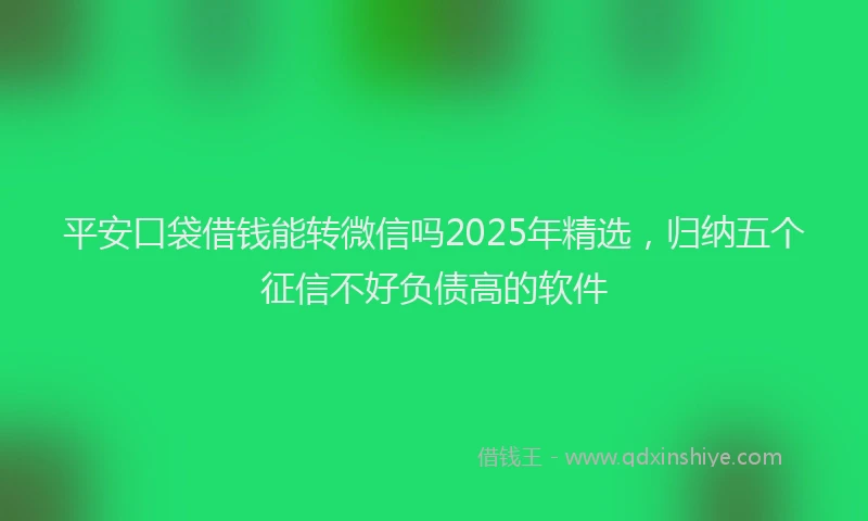 平安口袋借钱能转微信吗2025年精选，归纳五个征信不好负债高的软件
