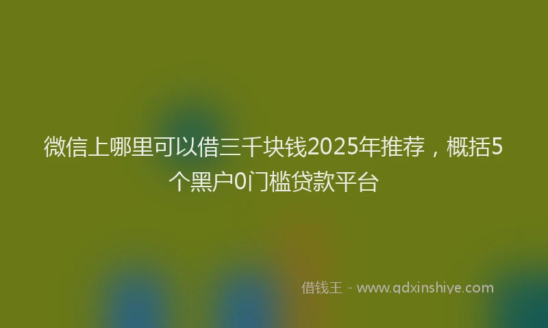 微信上哪里可以借三千块钱2025年推荐，概括5个黑户0门槛贷款平台
