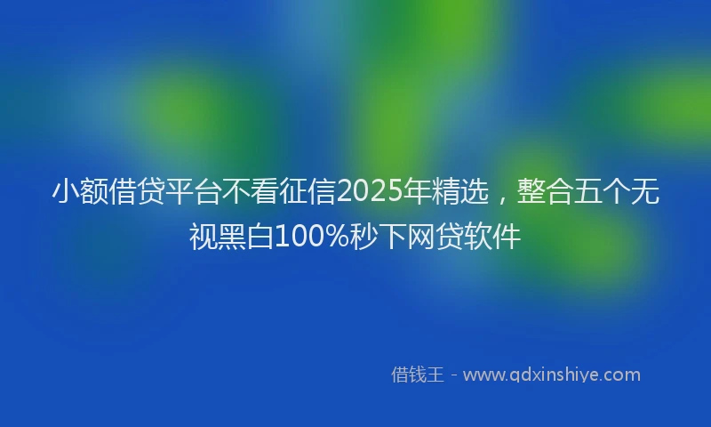 小额借贷平台不看征信2025年精选，整合五个无视黑白100%秒下网贷软件