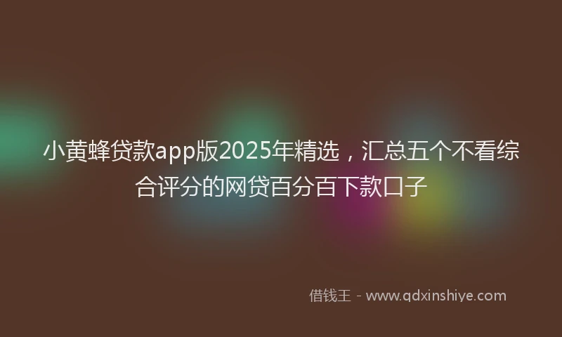 小黄蜂贷款app版2025年精选，汇总五个不看综合评分的网贷百分百下款口子