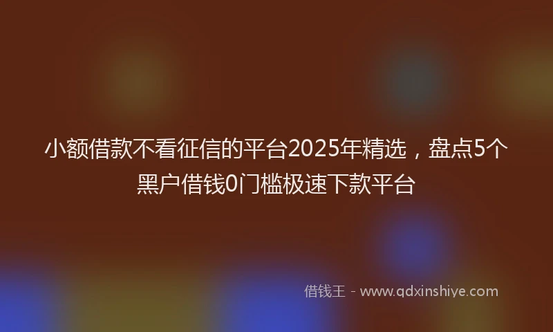 小额借款不看征信的平台2025年精选，盘点5个黑户借钱0门槛极速下款平台