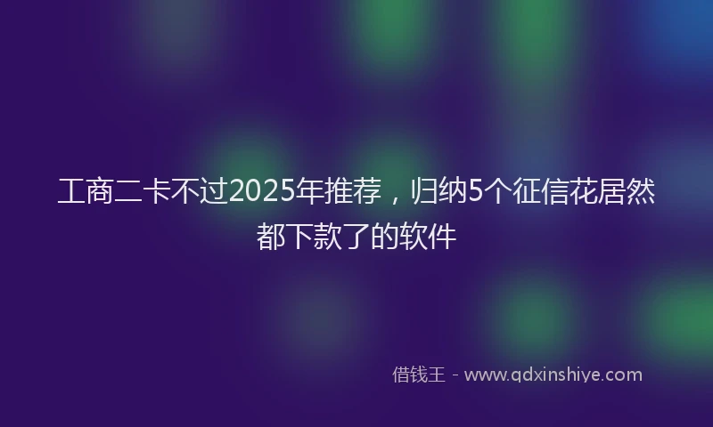 工商二卡不过2025年推荐，归纳5个征信花居然都下款了的软件
