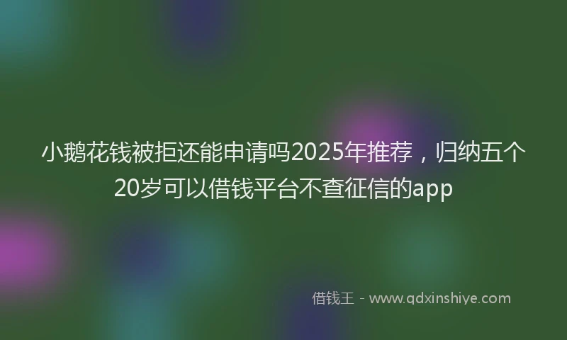 小鹅花钱被拒还能申请吗2025年推荐，归纳五个20岁可以借钱平台不查征信的app