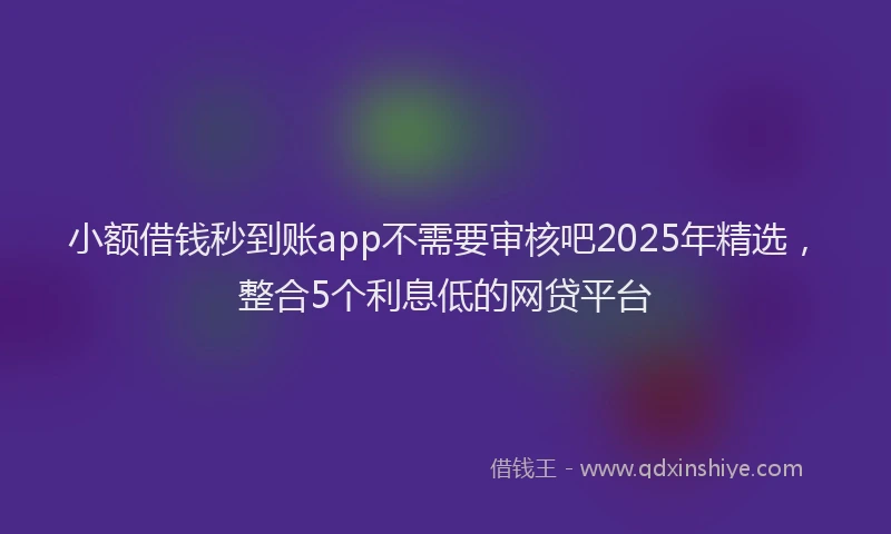 小额借钱秒到账app不需要审核吧2025年精选，整合5个利息低的网贷平台